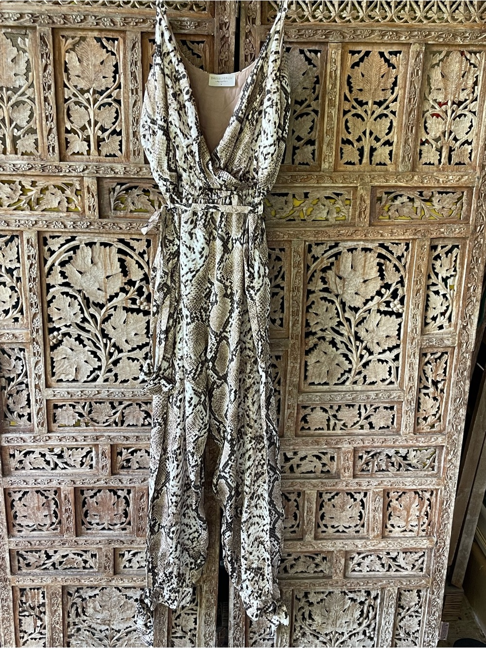 Dress Forum Beige and Black Snake Print Jumpsuit